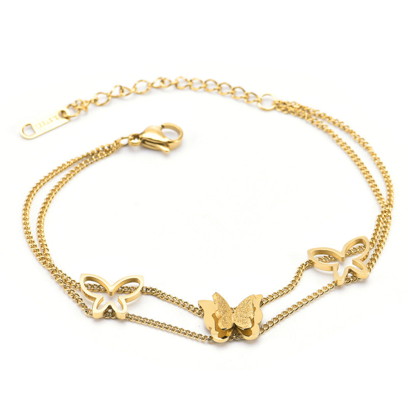 Simple Style Butterfly Titanium Steel Plating 18k Gold Plated Bracelets