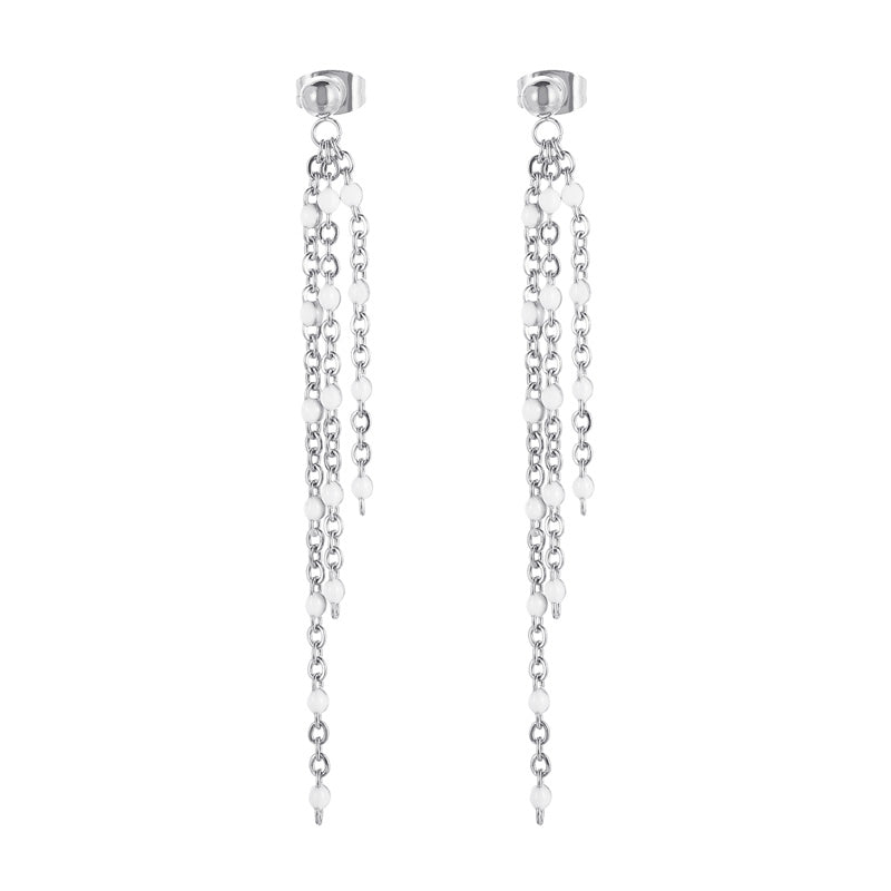 1 Pair Modern Style Tassel Plating Chain Stainless Steel Drop Earrings