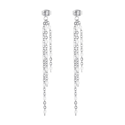 1 Pair Modern Style Tassel Plating Chain Stainless Steel Drop Earrings