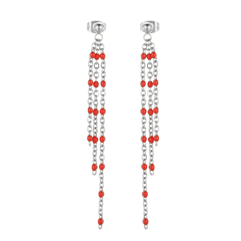 1 Pair Modern Style Tassel Plating Chain Stainless Steel Drop Earrings