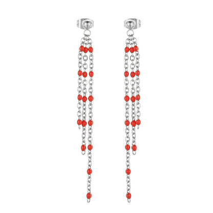 1 Pair Modern Style Tassel Plating Chain Stainless Steel Drop Earrings