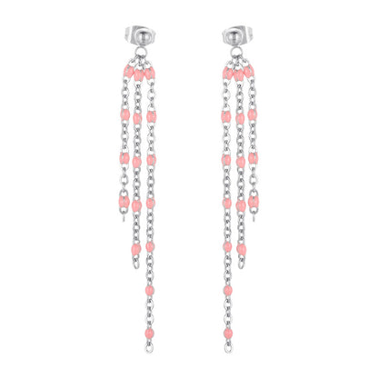 1 Pair Modern Style Tassel Plating Chain Stainless Steel Drop Earrings