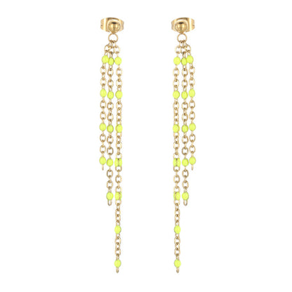 1 Pair Modern Style Tassel Plating Chain Stainless Steel Drop Earrings