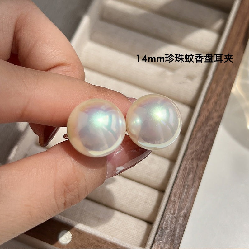 Simple Style Flower Fish Tail Glass Inlay Pearl Zircon Women's Ear Studs 1 Pair