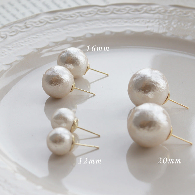 Simple Style Flower Fish Tail Glass Inlay Pearl Zircon Women's Ear Studs 1 Pair