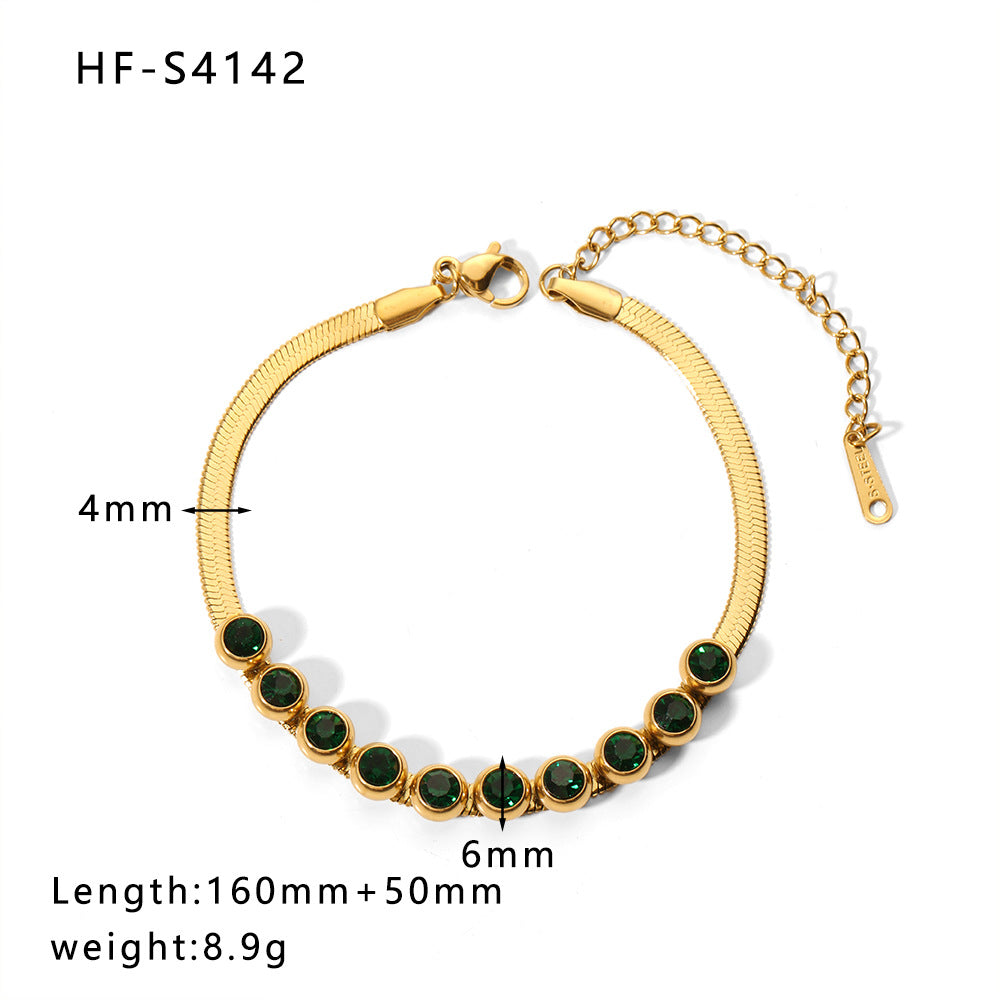 Fashion Geometric Stainless Steel Plating Inlay Zircon Bracelets