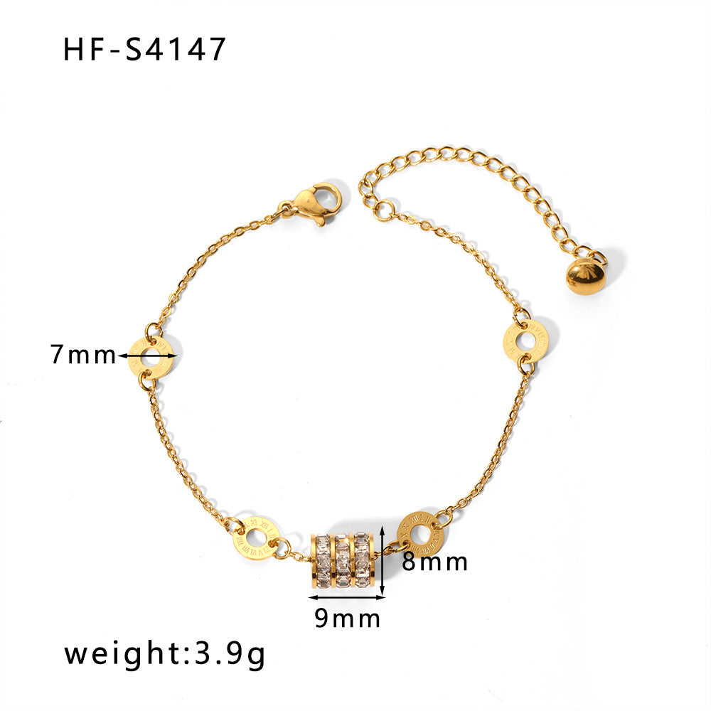 Fashion Geometric Stainless Steel Plating Inlay Zircon Bracelets