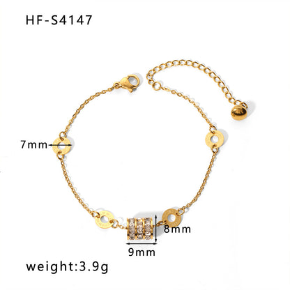 Fashion Geometric Stainless Steel Plating Inlay Zircon Bracelets