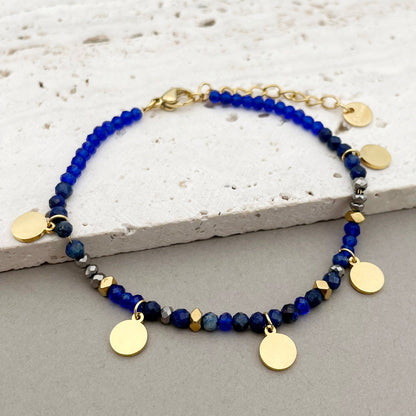 Ig Style Casual Round Stainless Steel Natural Stone Beaded Plating Gold Plated Bracelets