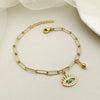 Ig Style Casual Eye Stainless Steel Plating Hollow Out Inlay Turquoise Gold Plated Bracelets