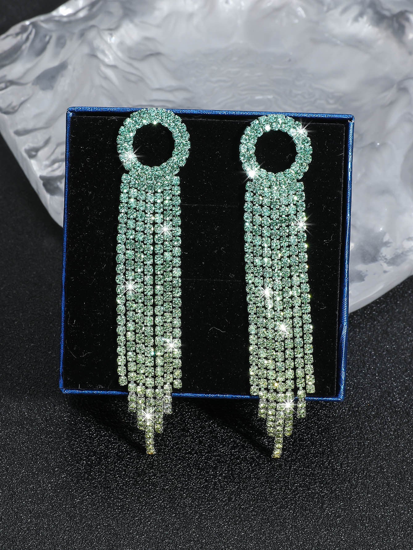 Glam Tassel Alloy Inlay Rhinestones Women's Drop Earrings