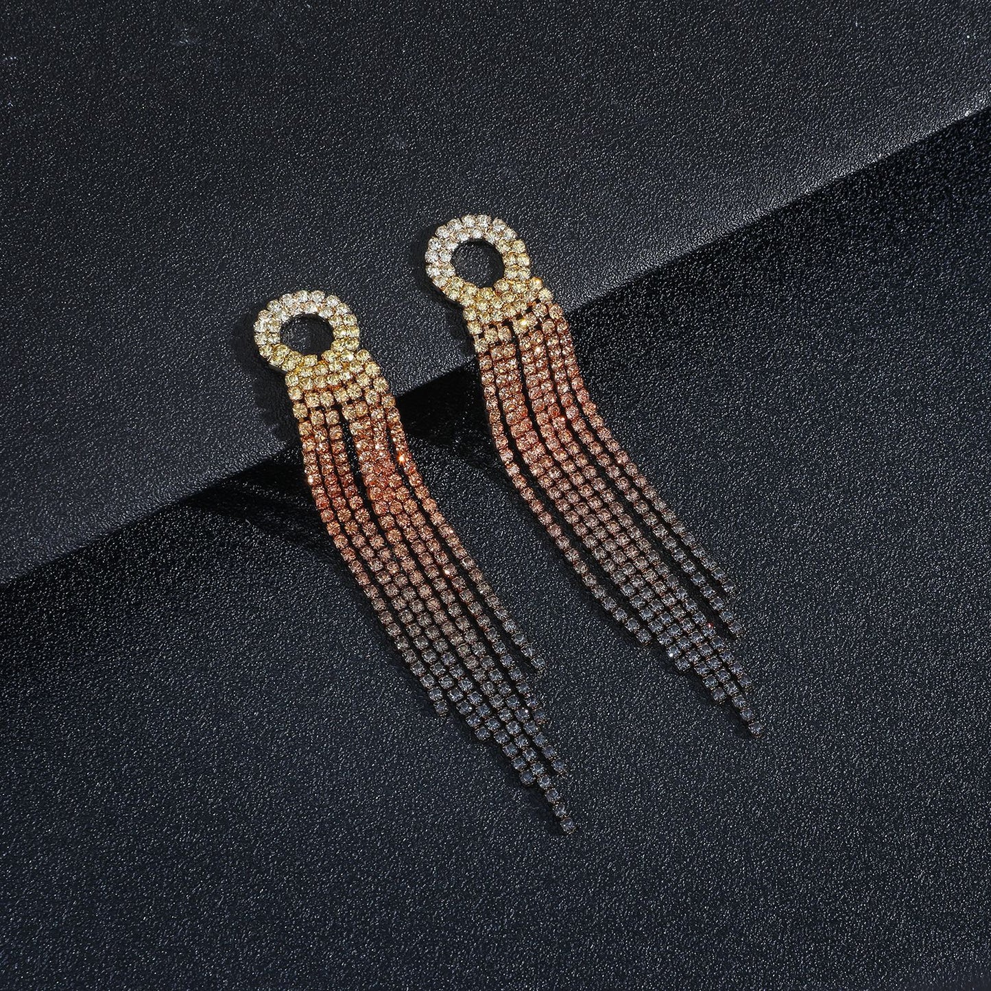 Glam Tassel Alloy Inlay Rhinestones Women's Drop Earrings