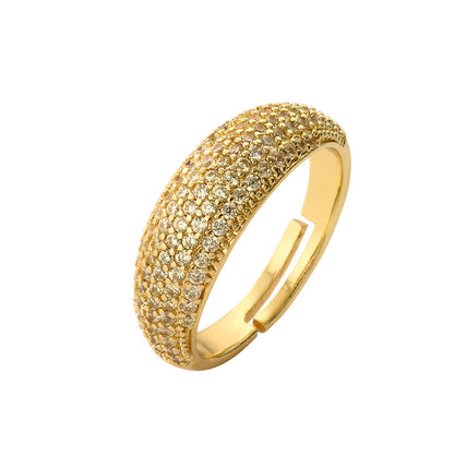 Luxurious Geometric Copper Gold Plated Zircon Open Ring In Bulk