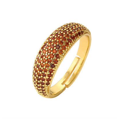 Luxurious Geometric Copper Gold Plated Zircon Open Ring In Bulk