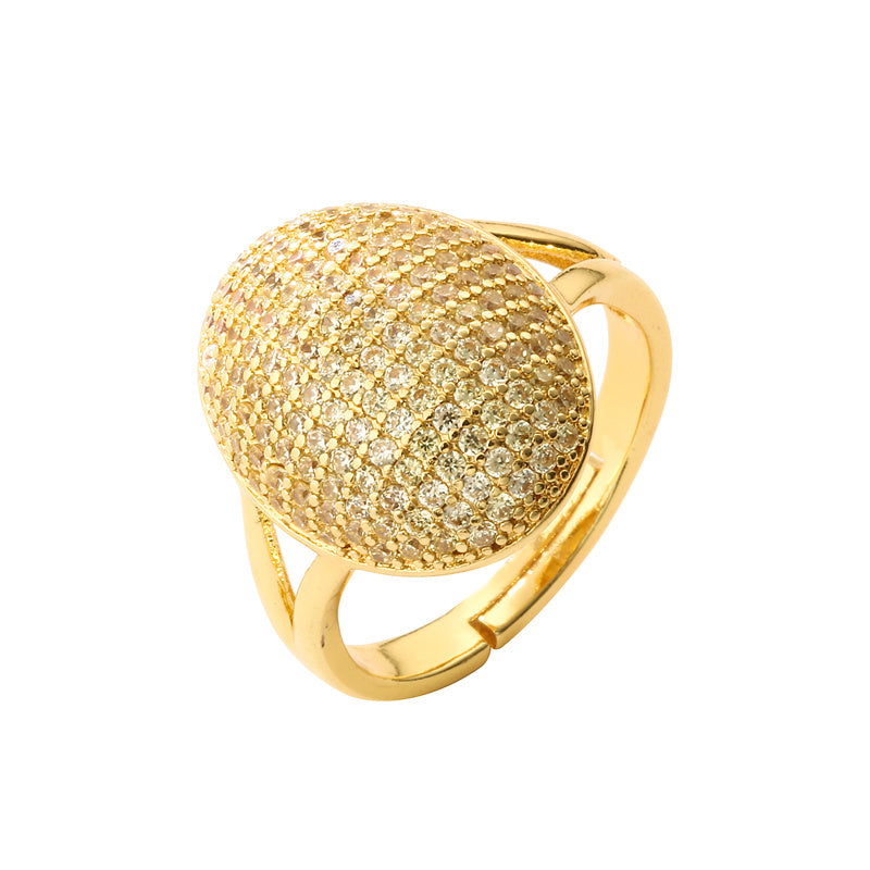 Luxurious Geometric Copper Gold Plated Zircon Open Ring In Bulk