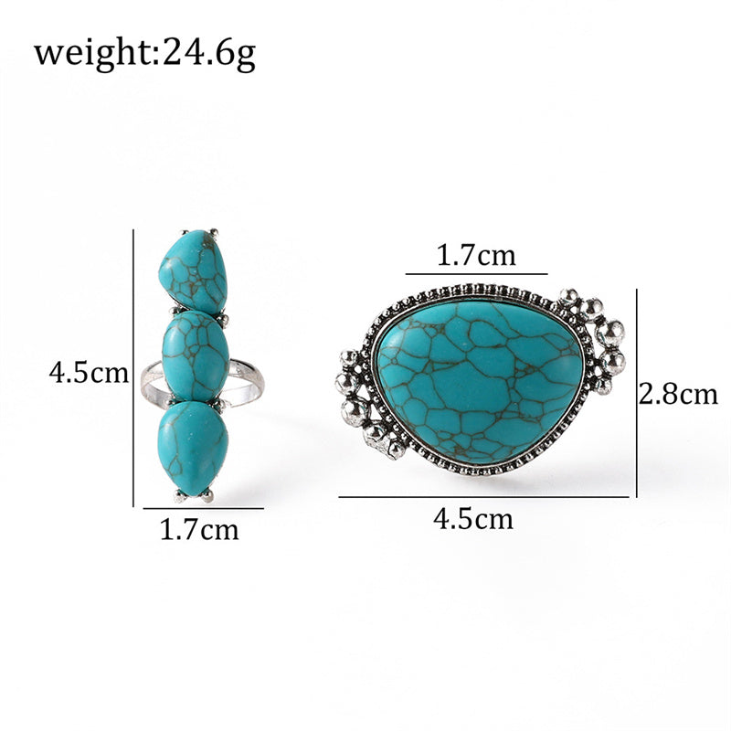 Vintage Style Ethnic Style Geometric Metal Plating Inlay Turquoise Women's Rings