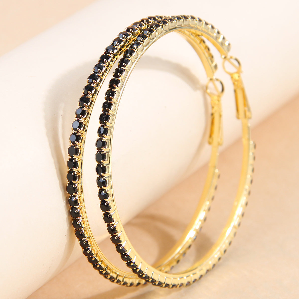 Exaggerated Circle Alloy Inlay Rhinestones Women's Hoop Earrings