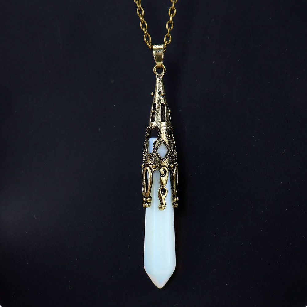 Casual Simple Style Hexagon Prism Crystal Agate Pendant Necklace Long Necklace In Bulk