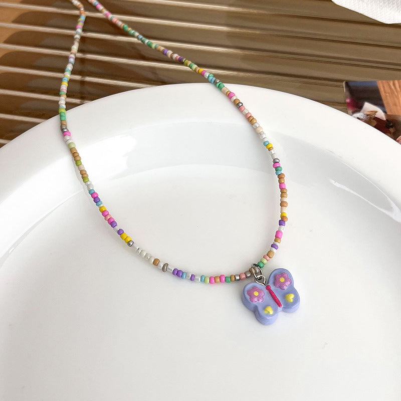 Sweet Cool Style Butterfly Beaded Arylic Women's Pendant Necklace