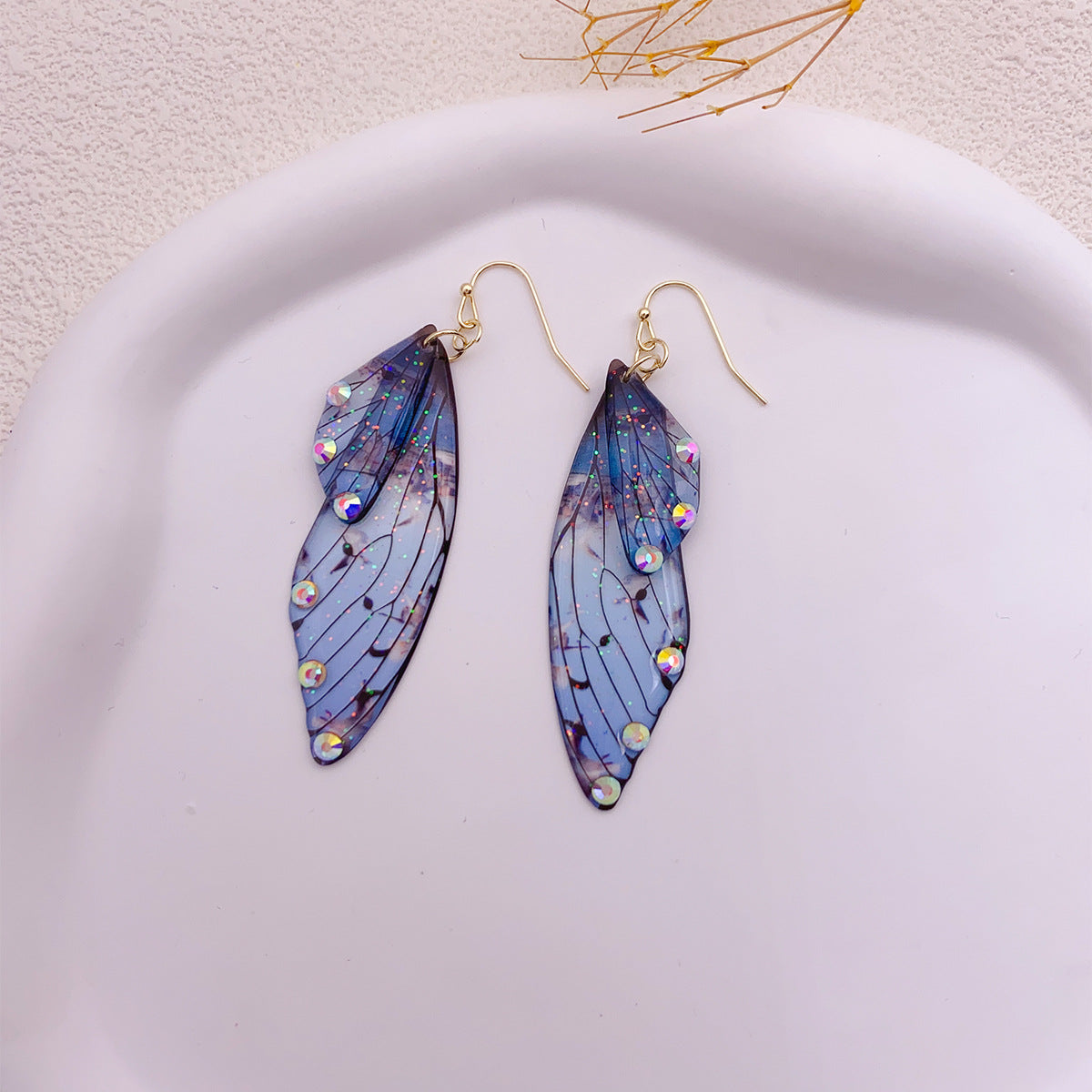 1 Pair Simple Style Wings Copper Epoxy Women'S Drop Earrings