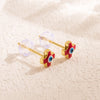 1 Pair Simple Style Cross Devil's Eye Enamel Copper 18k Gold Plated Ear Studs