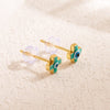 1 Pair Simple Style Cross Devil's Eye Enamel Copper 18k Gold Plated Ear Studs