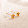 1 Pair Simple Style Cross Devil's Eye Enamel Copper 18k Gold Plated Ear Studs