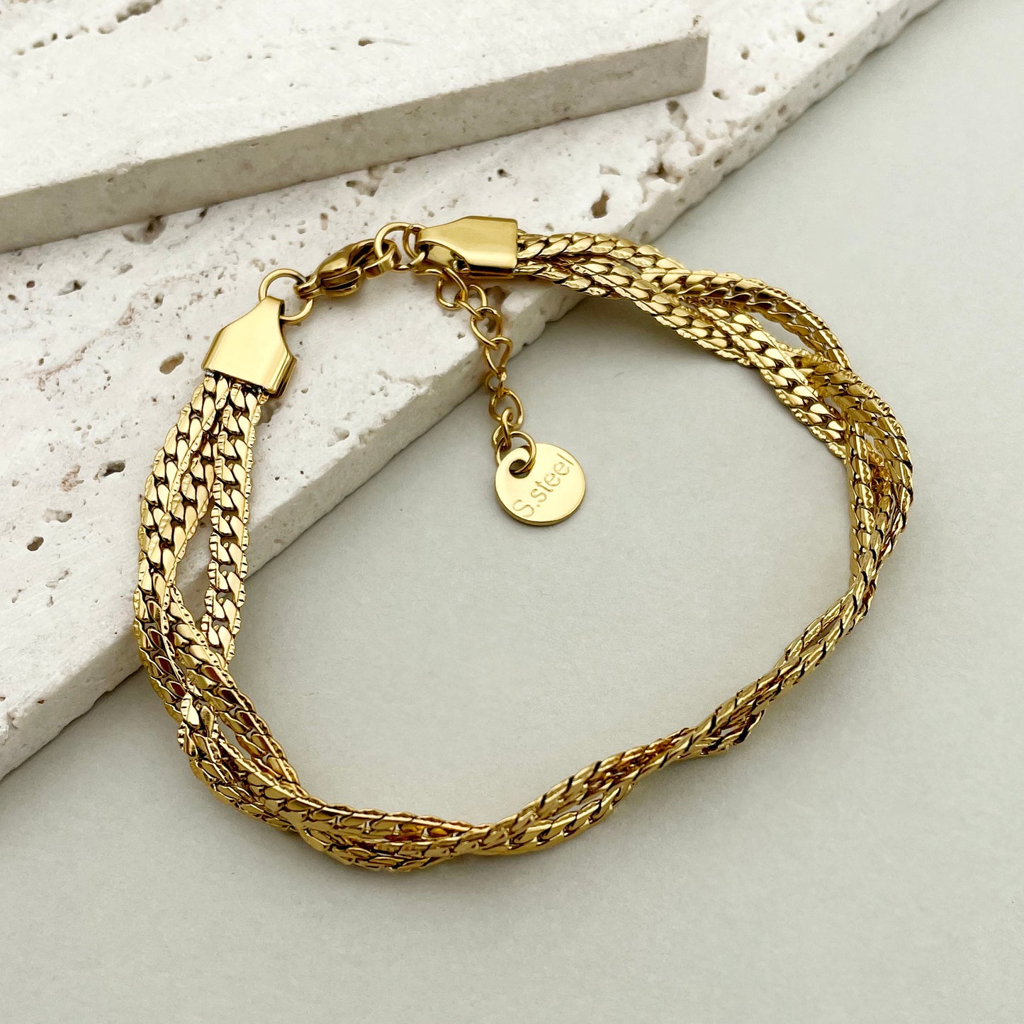 Punk Simple Style Color Block Solid Color Stainless Steel Plating Gold Plated Bracelets