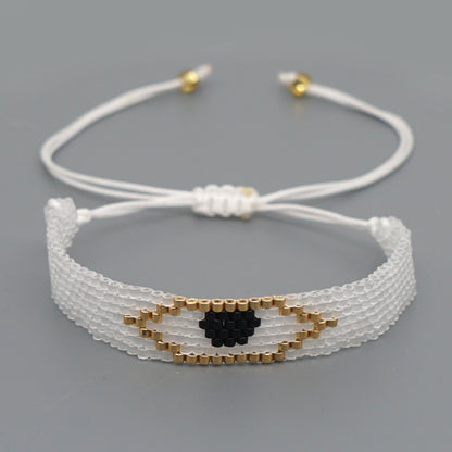 Ethnic Style Devil's Eye Glass Knitting Unisex Drawstring Bracelets
