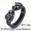 Retro Punk Animal Lion Stainless Steel Plating 18k Gold Plated Bangle