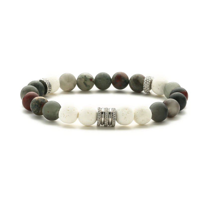 Casual Retro Round Stainless Steel Beaded Tiger Eye Bracelets