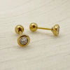 1 Pair Simple Style Round Plating Inlay Stainless Steel Zircon Gold Plated Ear Studs