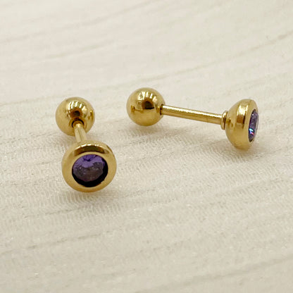 1 Pair Simple Style Round Plating Inlay Stainless Steel Zircon Gold Plated Ear Studs