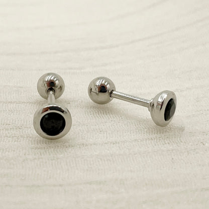 1 Pair Simple Style Round Plating Inlay Stainless Steel Zircon Gold Plated Ear Studs