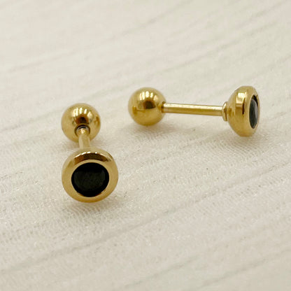 1 Pair Simple Style Round Plating Inlay Stainless Steel Zircon Gold Plated Ear Studs