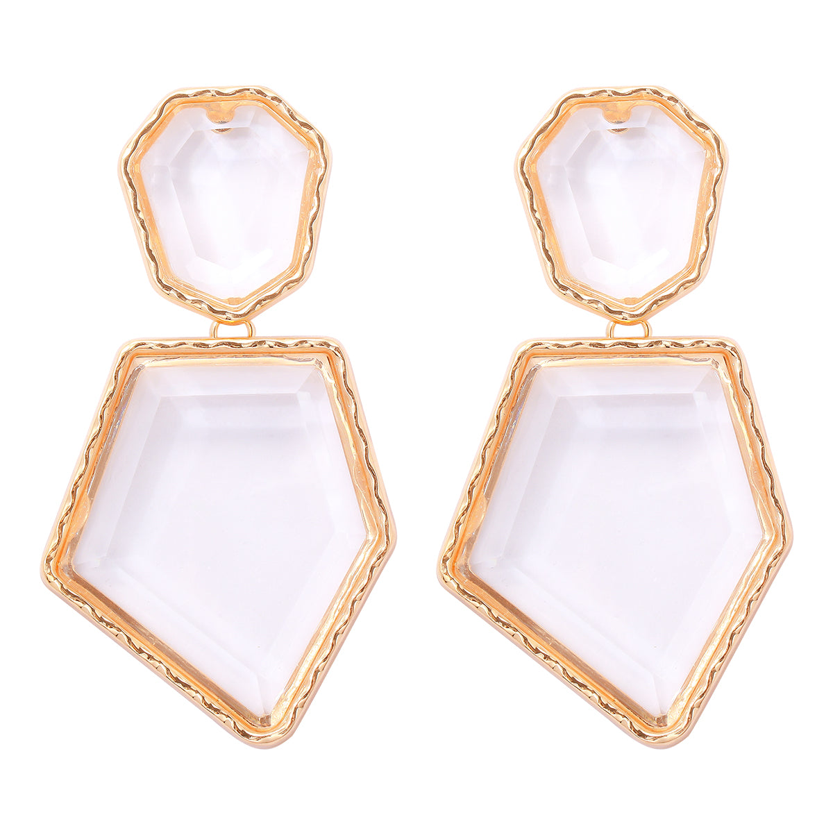 1 Pair Artistic Irregular Pentagon Inlay Alloy Resin Drop Earrings