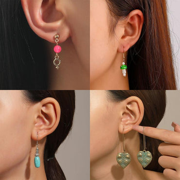 Vintage Style Geometric Alloy Metal Brass Plating Inlay Artificial Pearls Turquoise Zircon 18k Gold Plated Gold Plated Silver Plated Women's Drop Earrings