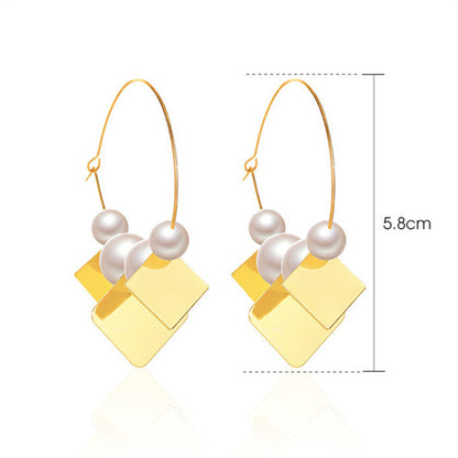 Vintage Style Geometric Alloy Metal Brass Plating Inlay Artificial Pearls Turquoise Zircon 18k Gold Plated Gold Plated Silver Plated Women's Drop Earrings