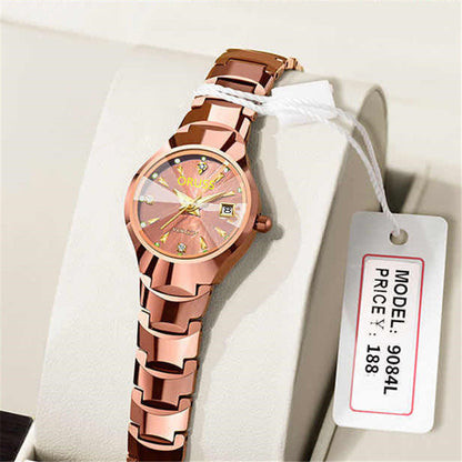 Elegant Solid Color Single Folding Buckle Quartz Women'S Watches