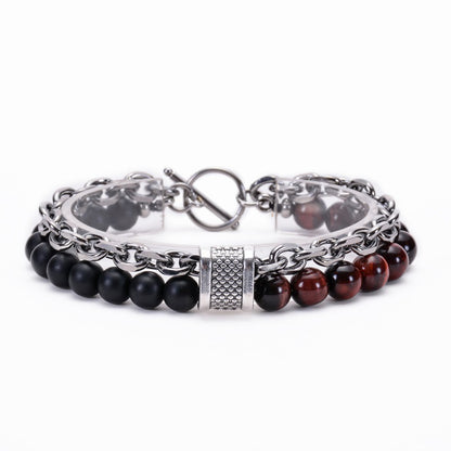 Simple Style Round Alloy Natural Stone Turquoise Metal Men'S Bracelets