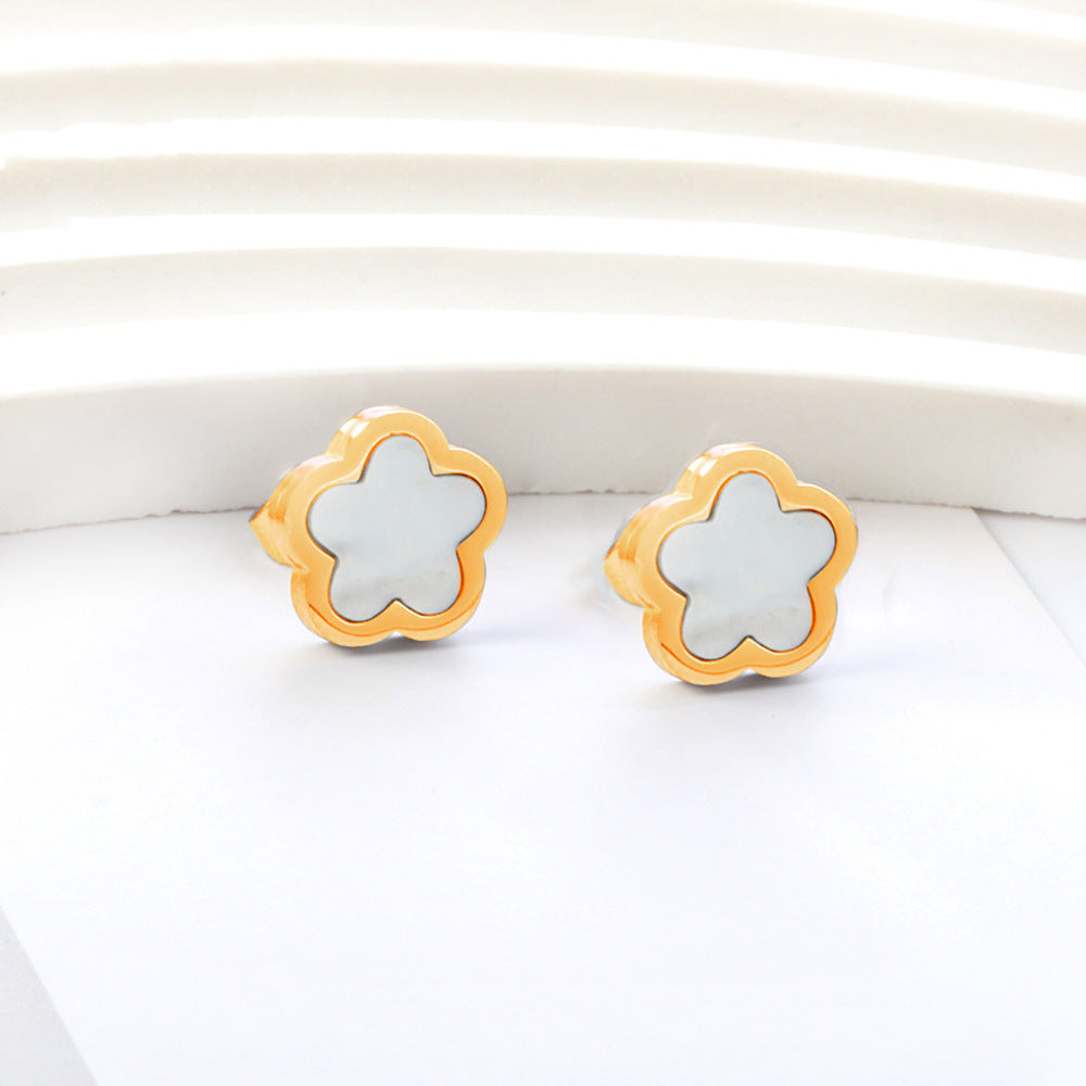 1 Pair Simple Style Flower Plating Stainless Steel Gold Plated Ear Studs