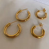 1 Pair Simple Style Solid Color Plating Stainless Steel Gold Plated Earrings