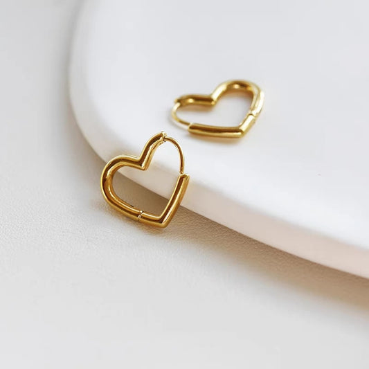 1 Pair Simple Style Heart Shape Polishing Stainless Steel Earrings