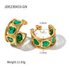 1 Pair Ig Style C Shape Heart Shape Plating Inlay Stainless Steel Zircon 18k Gold Plated Ear Studs