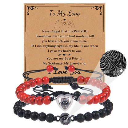 Romantic Heart Shape Natural Stone Drawstring Bracelets In Bulk