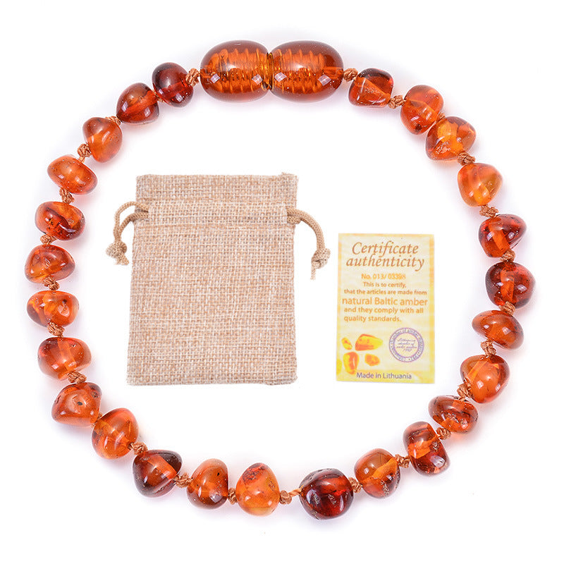 Ethnic Style Irregular Amber Beaded Kid's Bracelets