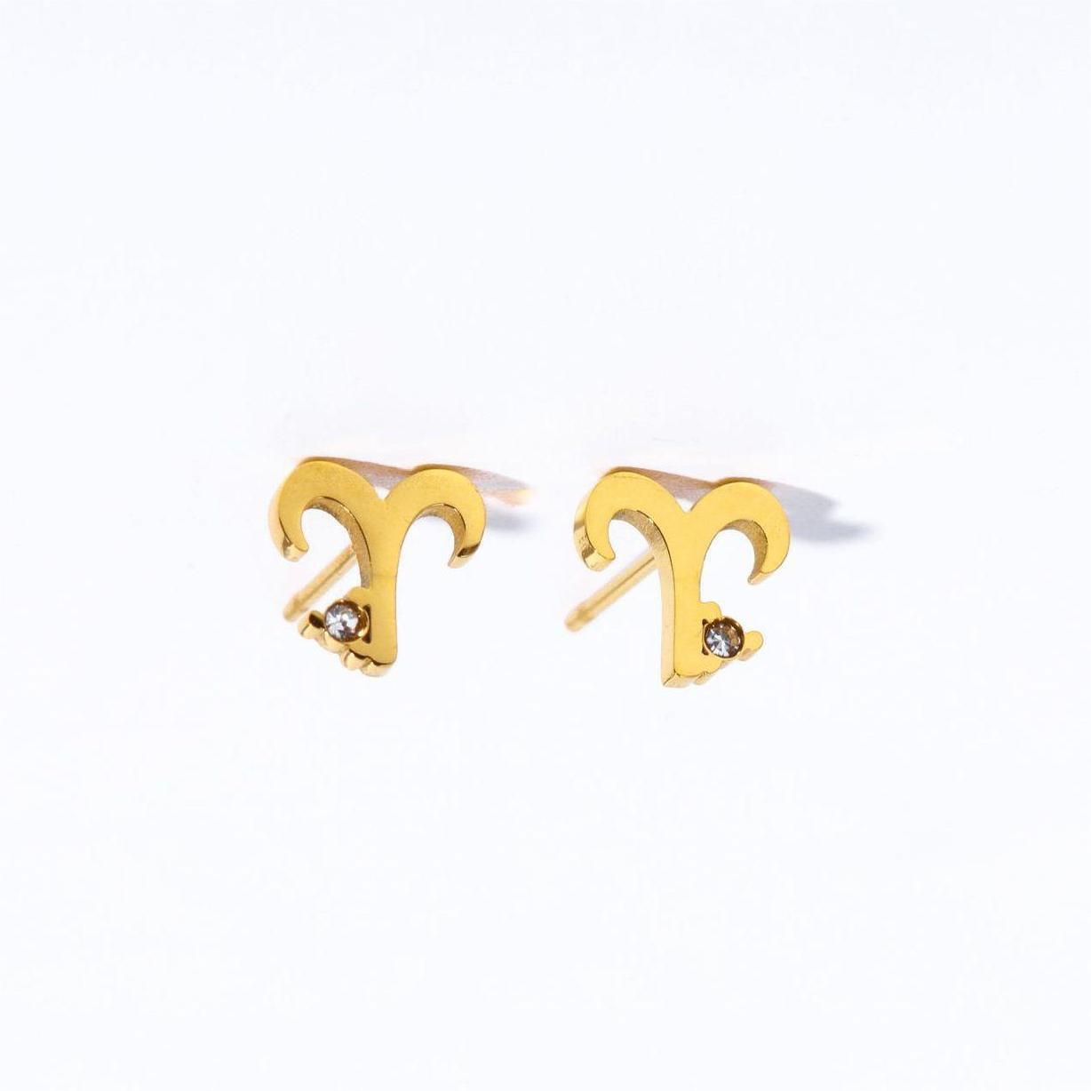 1 Pair Casual Simple Style Constellation Plating Inlay Stainless Steel Zircon 18k Gold Plated Ear Studs