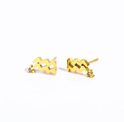 1 Pair Casual Simple Style Constellation Plating Inlay Stainless Steel Zircon 18k Gold Plated Ear Studs