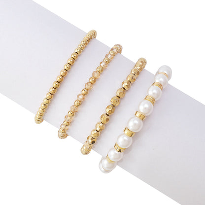 Ig Style Geometric Ccb Imitation Pearl Alloy Beaded Women's Bracelets