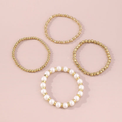 Ig Style Geometric Ccb Imitation Pearl Alloy Beaded Women's Bracelets